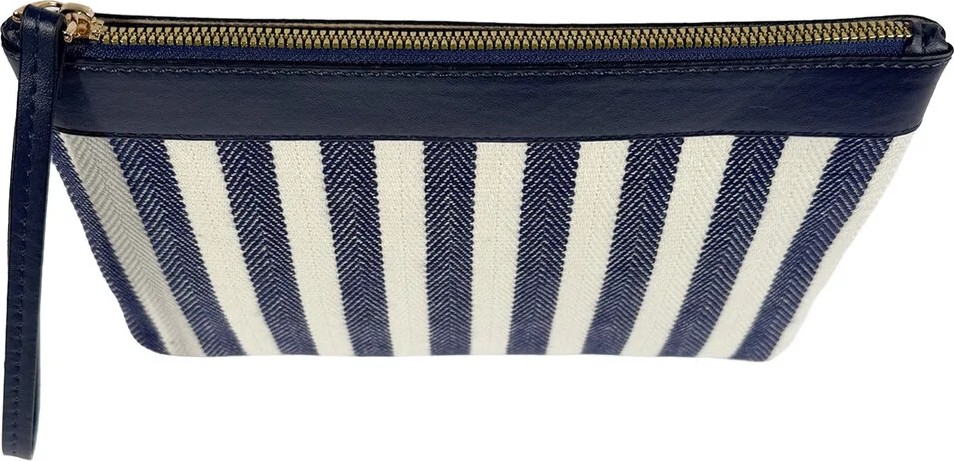 Glondy Sofia Kanvas Çizgili Kadın Portföy & Clutch El Çantası Lacivert görsel 5