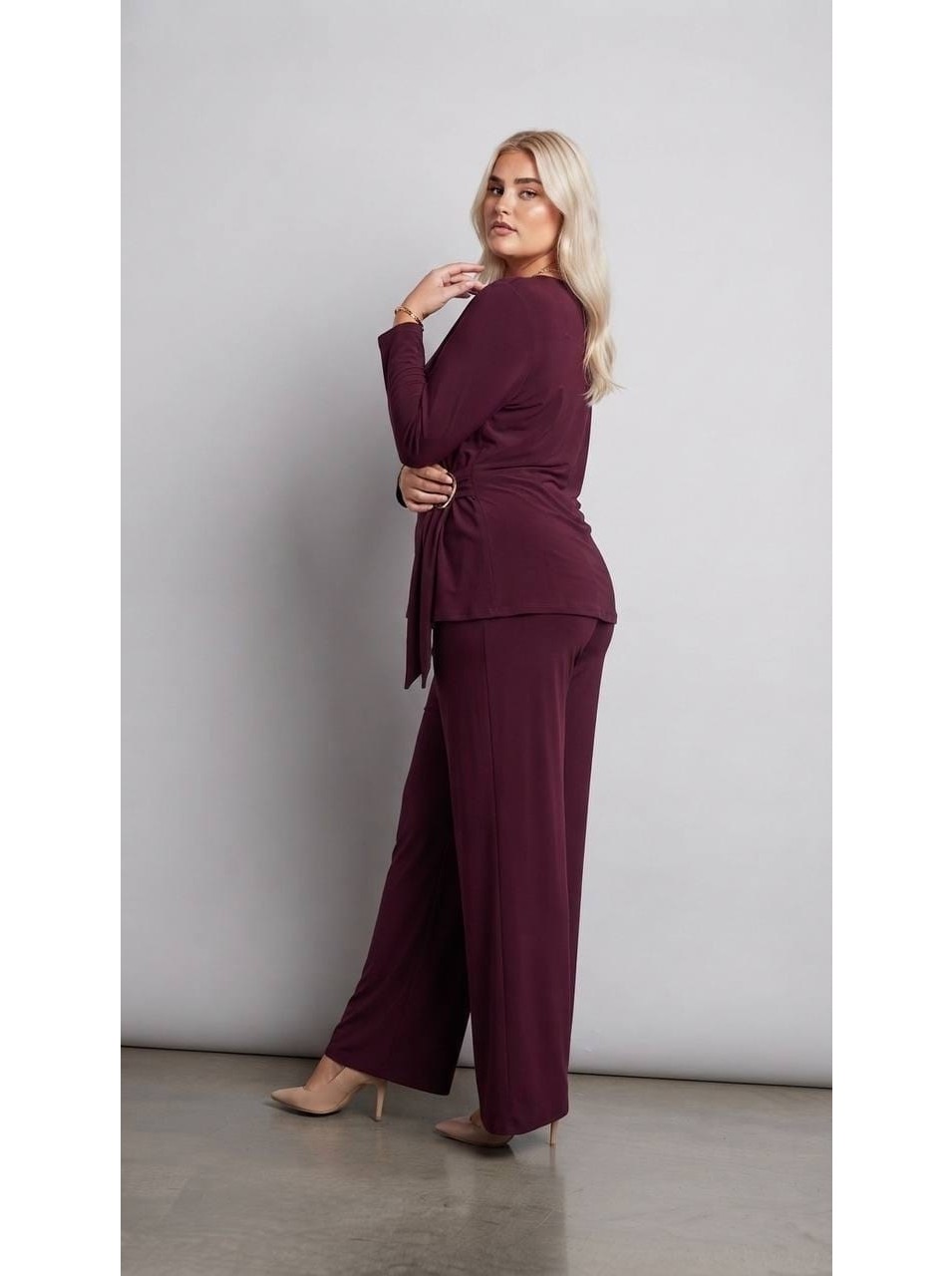 Koza Butik Kadın Büyük Beden Uzun Kollu Kuşak Detaylı Eşofman Takımı 8299-26 görsel 3