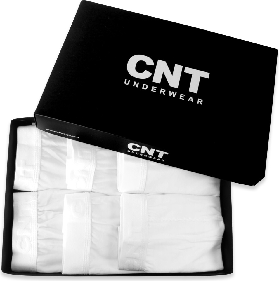 Cnt Erkek Desenli Boxer Likralı 6'lı Premium Paket L Beden Beyaz Renkli Rahat Kullanım