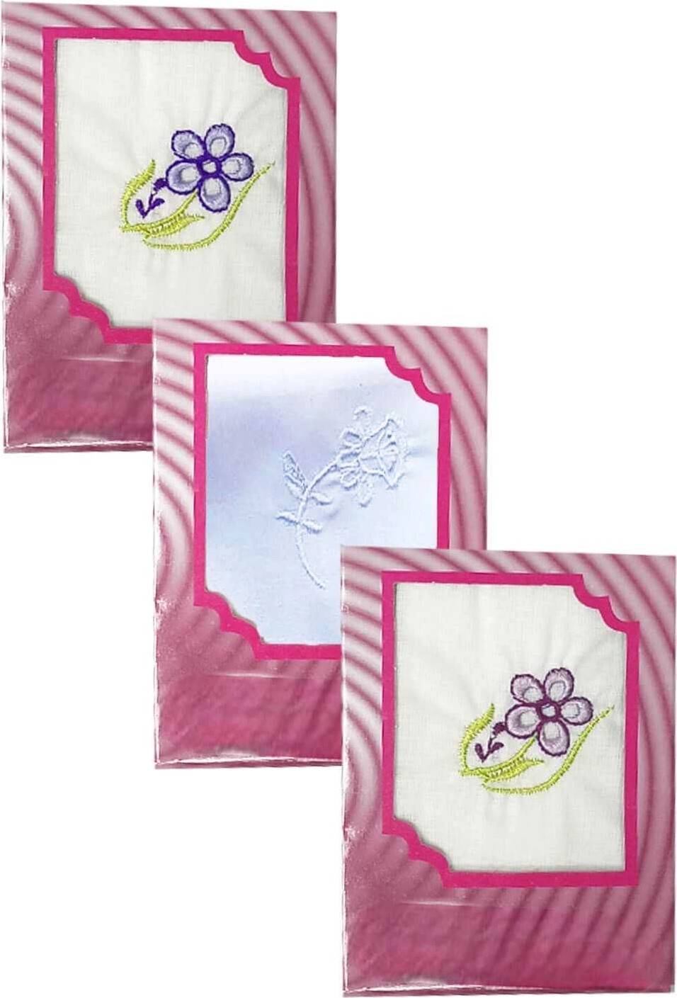 Universal 3’lü Özel Paket Premium Kadın Işlemeli Mendil Seti %100 Pamuk 28X28 cm