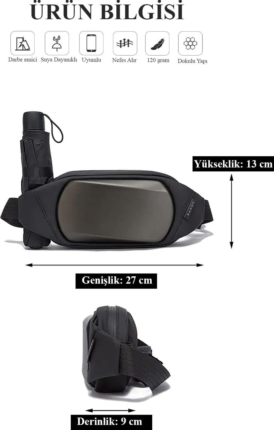 Die Grup Unisex Bel Çantası Kabuklu Bel Çanta Suya Dayanıklı Çapraz Göğüs Çantası Bodybag Günlük Spor Yürüyüş (K850) görsel 3