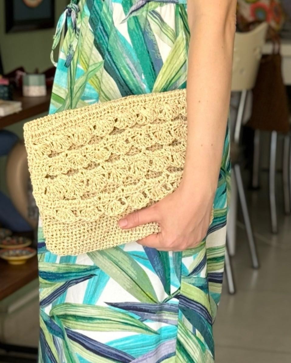 Renkli İşler Fabrikası Yumuşak Kağıt Ip Clutch Çanta görsel 4