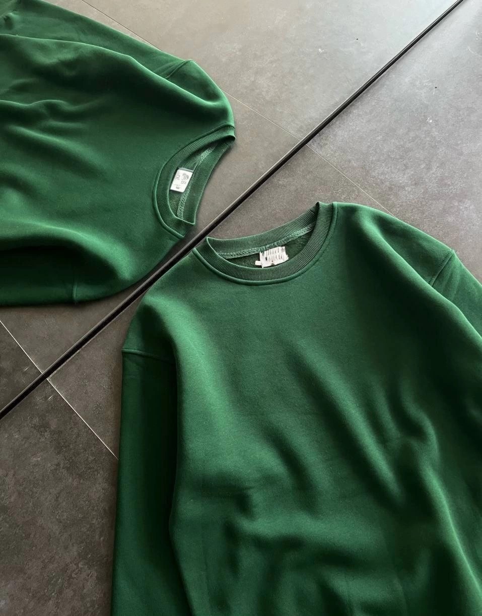 Beruflic Kadın Kışlık Bisiklet Yaka Üç Iplik Basic Sweatshirt - Haki görsel 2