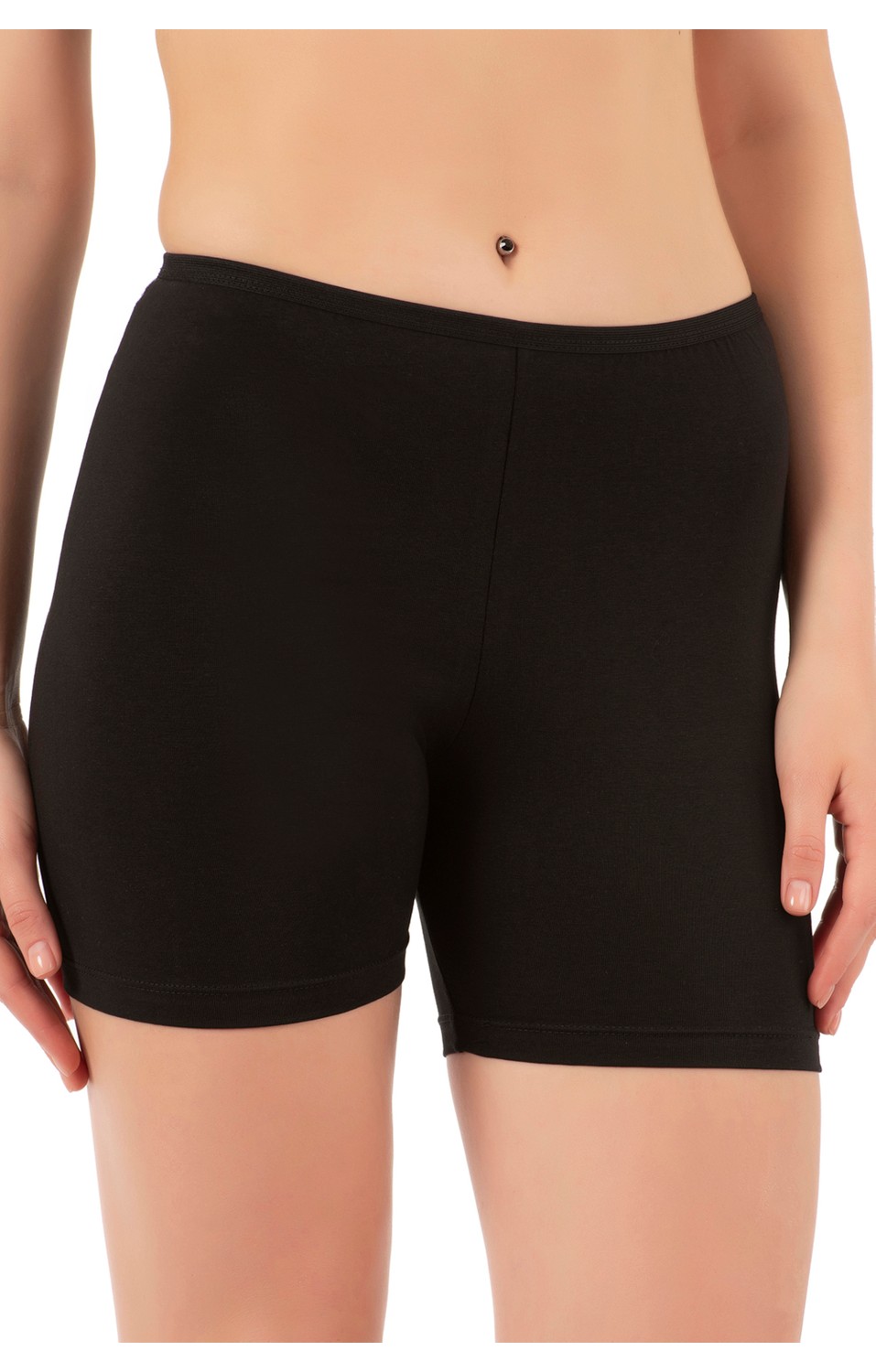 Özkan Underwear Özkan 26591 3'Lü Paket Kadın Pamuklu Likralı Esnek Ara Boy Diz Üstü Kısa Tayt Şort Boxer görsel 3
