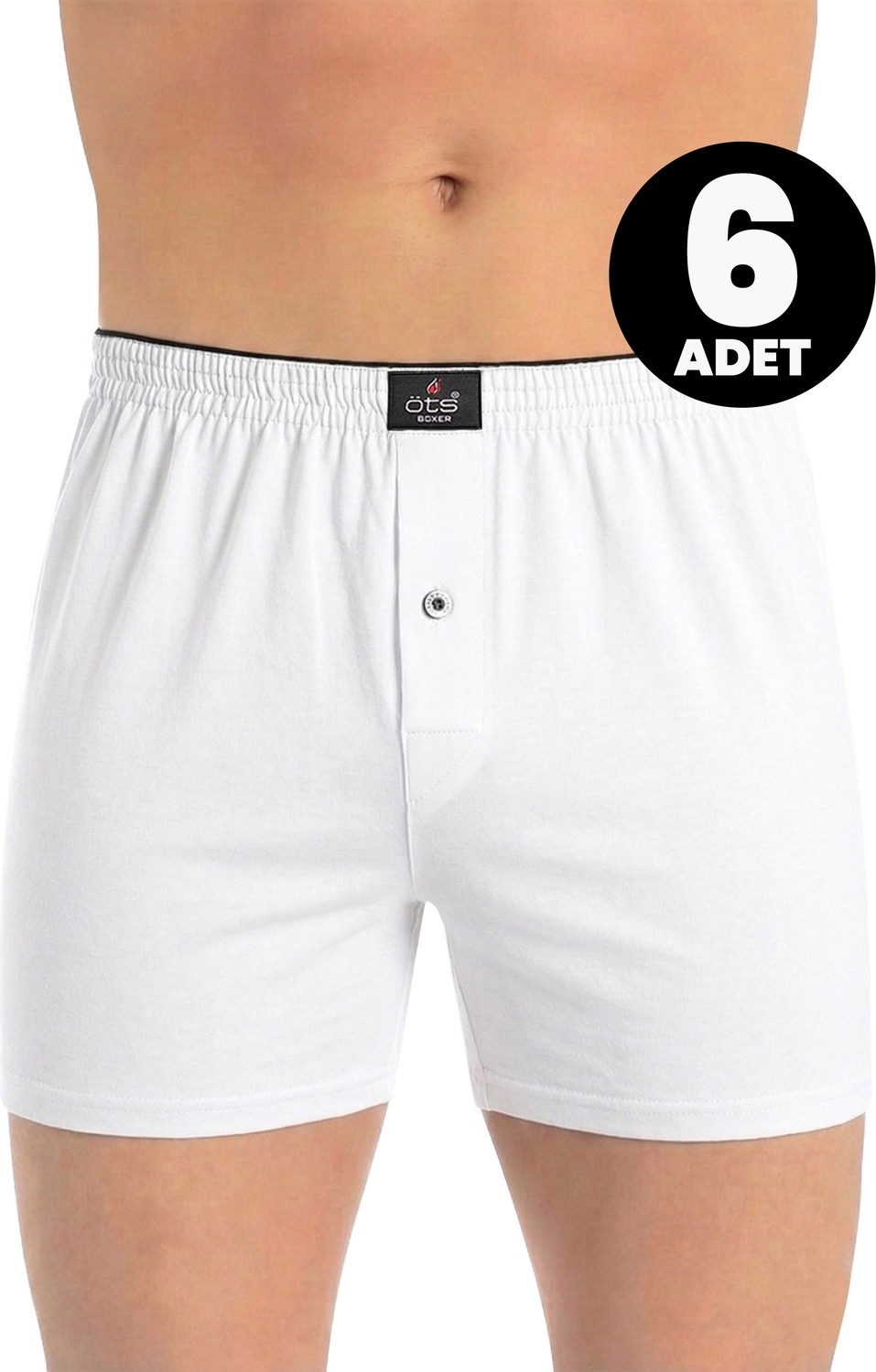 Öts Erkek 6’lı %100 Pamuk Boxer Düğmeli Süprem Kumaş Ekstra Konforlu Kalıp (2655-6)
