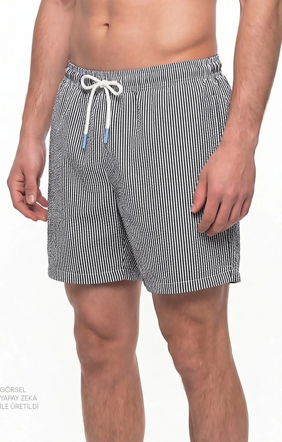 Penti Erkek İndigo Navy Tissue Çizgili Şort görsel 3