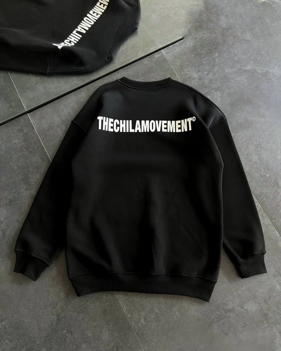 Tarz Yeri Kadın 3 Iplik Kışlık Pamuklu Bisiklet Yaka Oversize Baskılı Sweatshirt - Siyah görsel 2