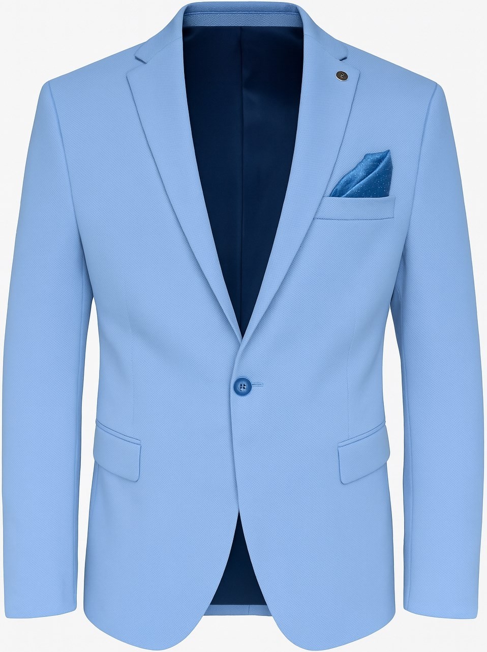 Plus Scorpion Açık Mavi Erkek İtalyan Kesim Tek Düğmeli Blazer Ceket, Günlük ve Şık Kombinler İçin