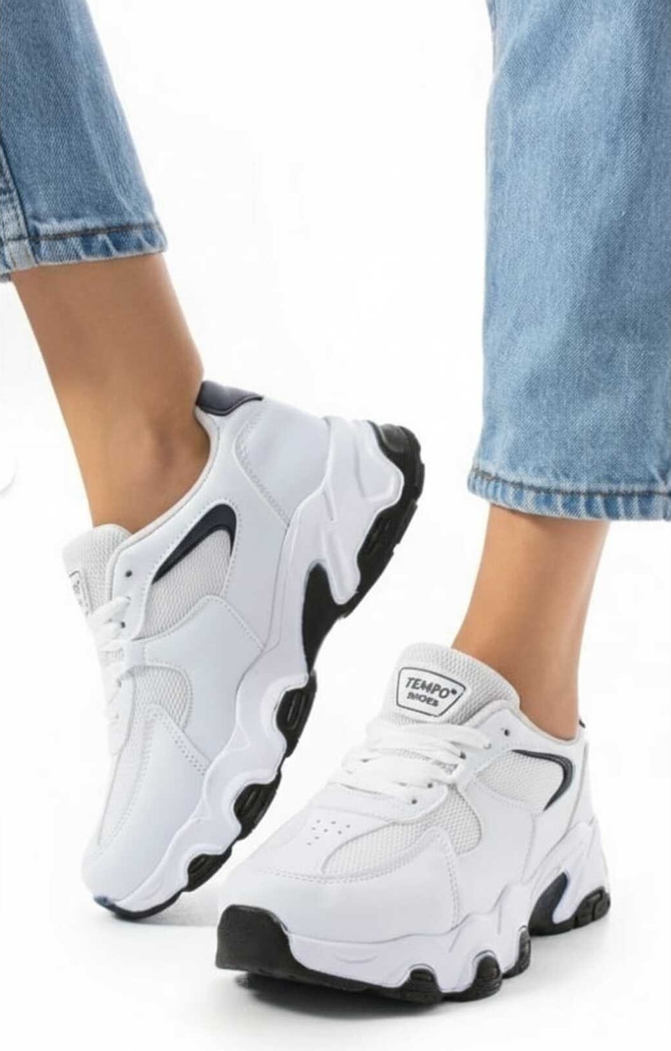Mcdark Kadın Siyah Beyaz Ortopedık Sneaker Ayakkabı