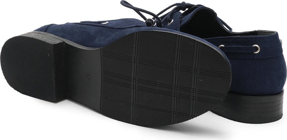 Mio Gusto Lacivert Renk Kuşgözü Detaylı Bağcıklı Kadın Loafer görsel 5