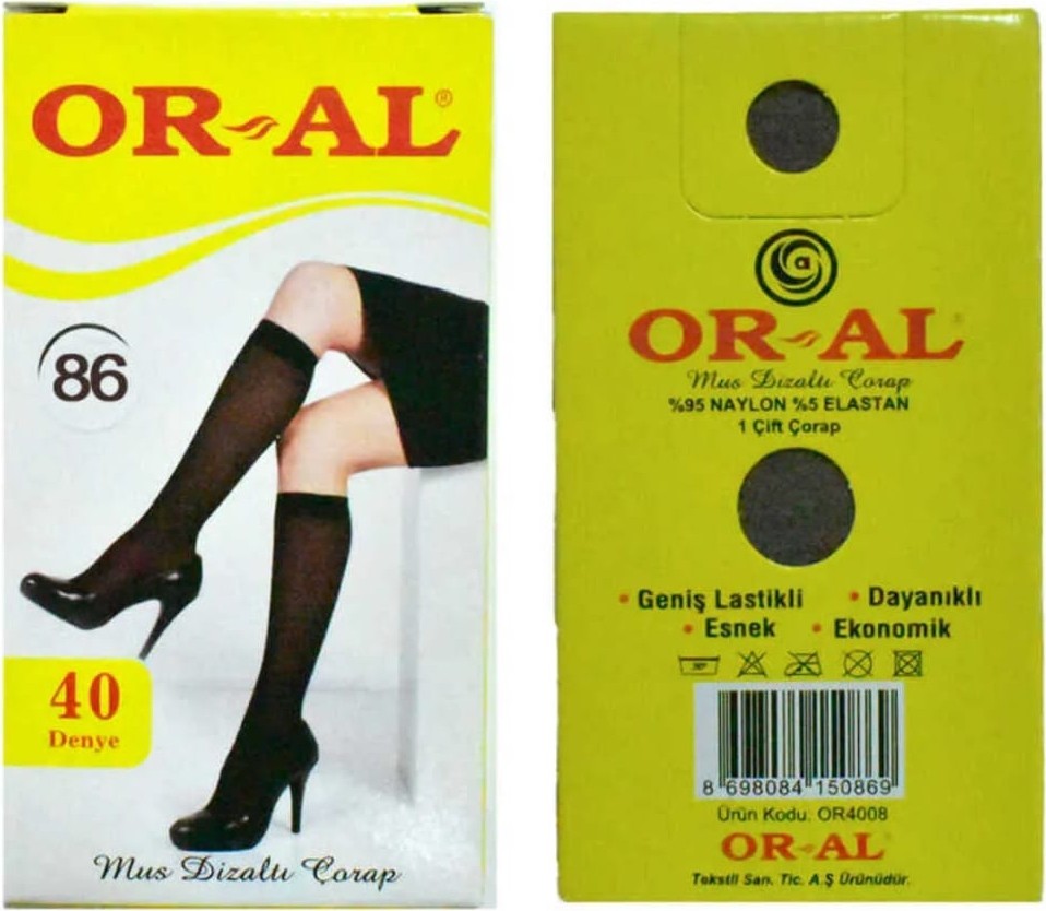 Or-Al 12 Çift Koyu Vizon Renk Kadın 40 Den Mus Dizaltı Pantolon Çorap görsel 6