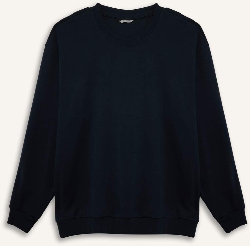 DeFacto Pamuklu Boxy Fit Büyük Beden Bisiklet Yaka Pike Sweatshirt H1001AX26SP
