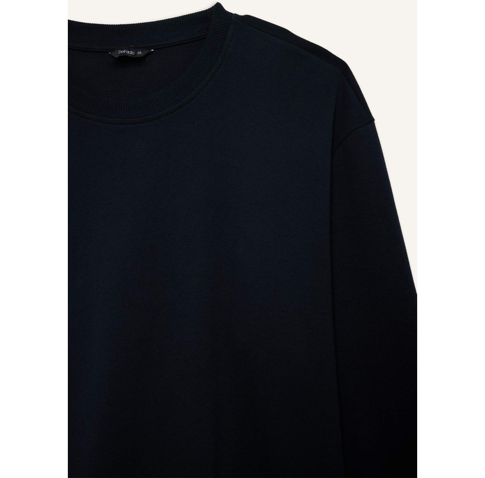 DeFacto Pamuklu Boxy Fit Büyük Beden Bisiklet Yaka Pike Sweatshirt H1001AX26SP görsel 2