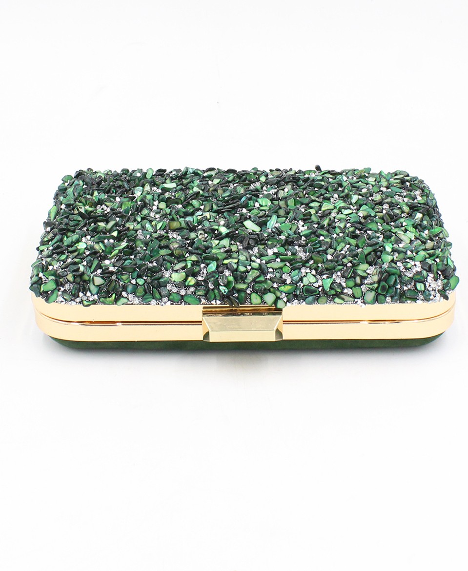 Chantaky 032 1700 Taşlı Abiye Çanta Gece Çantası Clutch Haki Standart görsel 2