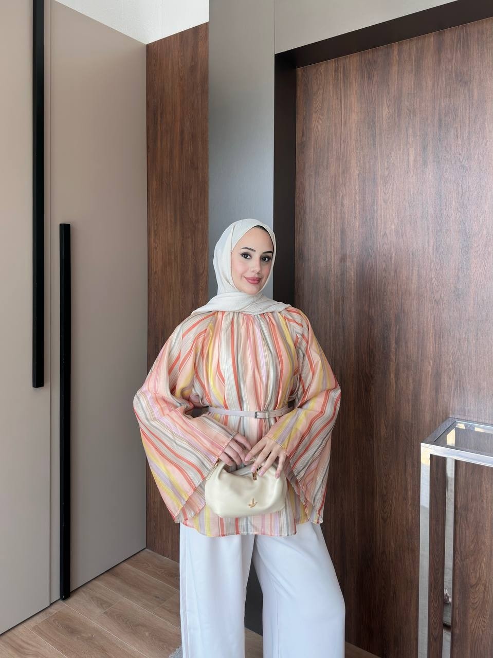 Trendparis Dijital Baskılı Tül Modal Yarasa Kol Bluz Pembe görsel 6