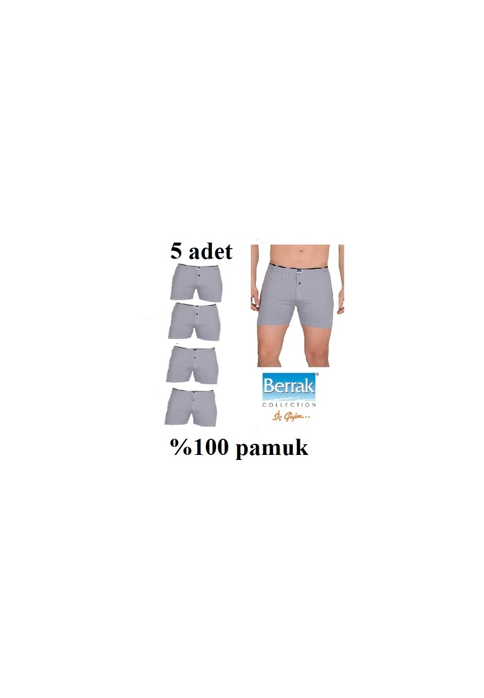 Berrak Penye 5'li Erkek Boxer Rahat Bol Kesim Abani Classic görsel 4
