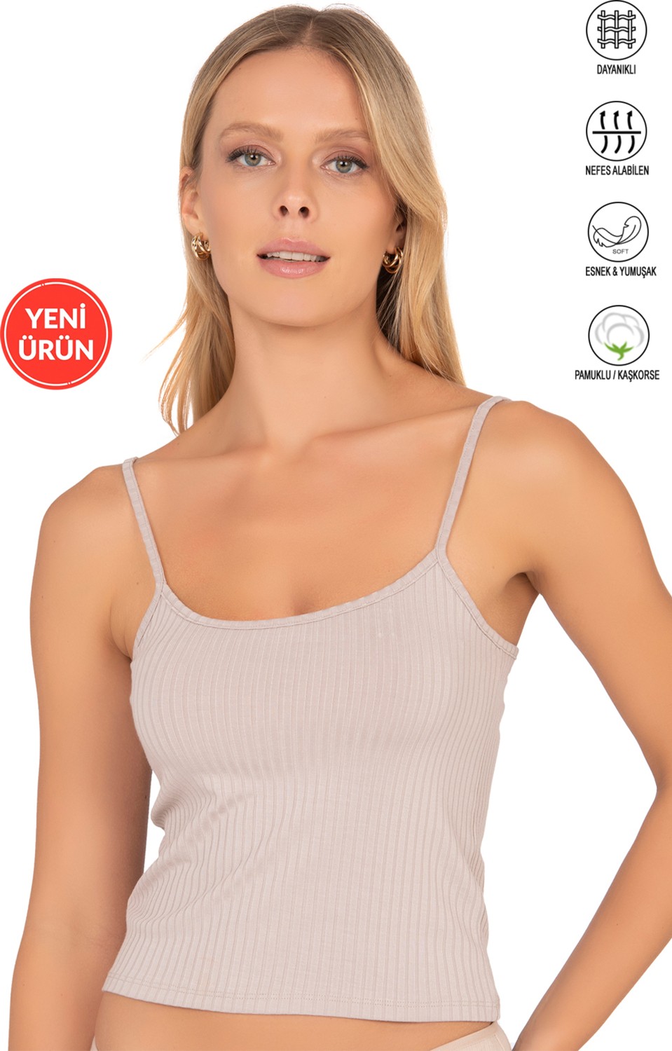 Özkan Underwear Özkan 27434 Kadın Viskon Kaşkorse Esnek Rahat Ayarlanabilir Ip Askılı Crop Atlet Büstiyer görsel 6