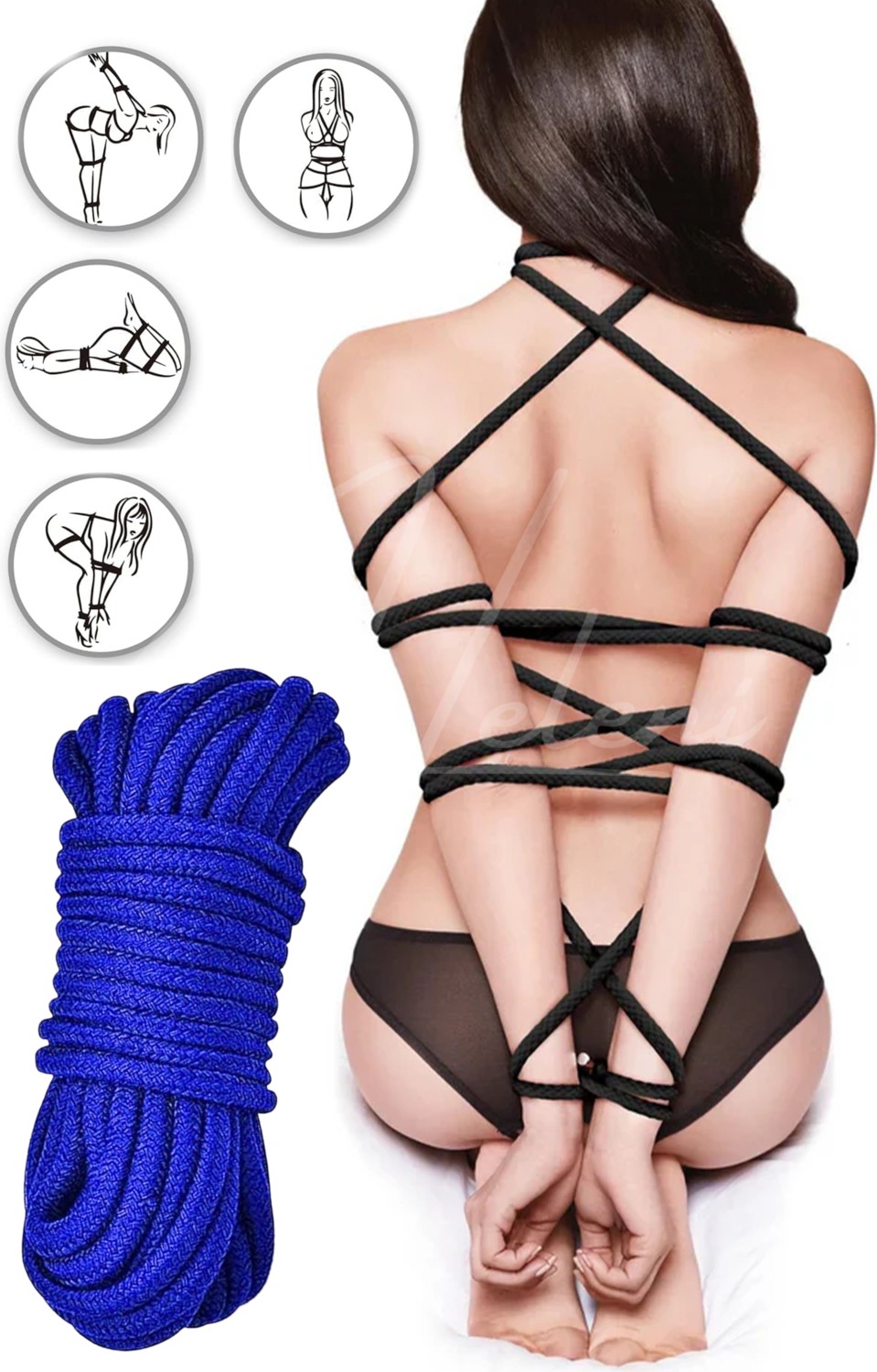 Heleni Fantazi Bdsm Vücut Bağlama ve Sarma Ipi Seti, Renkli Esaret Halatları, Cinsel Oyun Aksesuarı