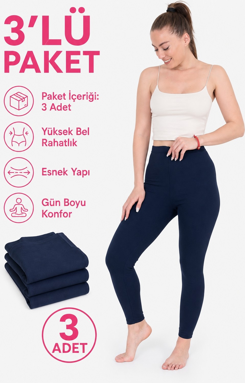 don-x |süper 3'lü Lacivert Kadınkışlıktermaltayt Set (3ADETLACİVERT) görsel 7
