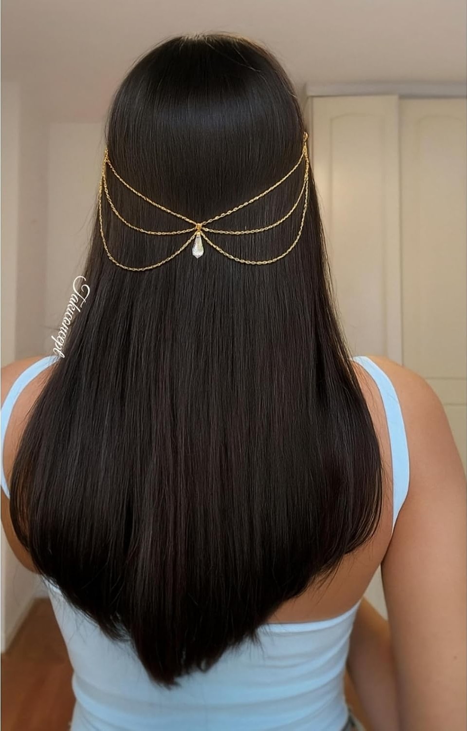 Uravas Store Kristal Sallantılı Altın Kaplama Saç Aksesuarı
