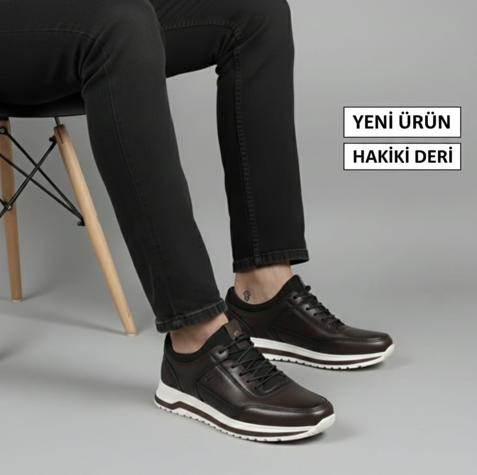 Romex Hakiki Deri Erkek Günlük Ayakkabı, Bilek Destekli, Poli Spor Tabanlı görsel 4