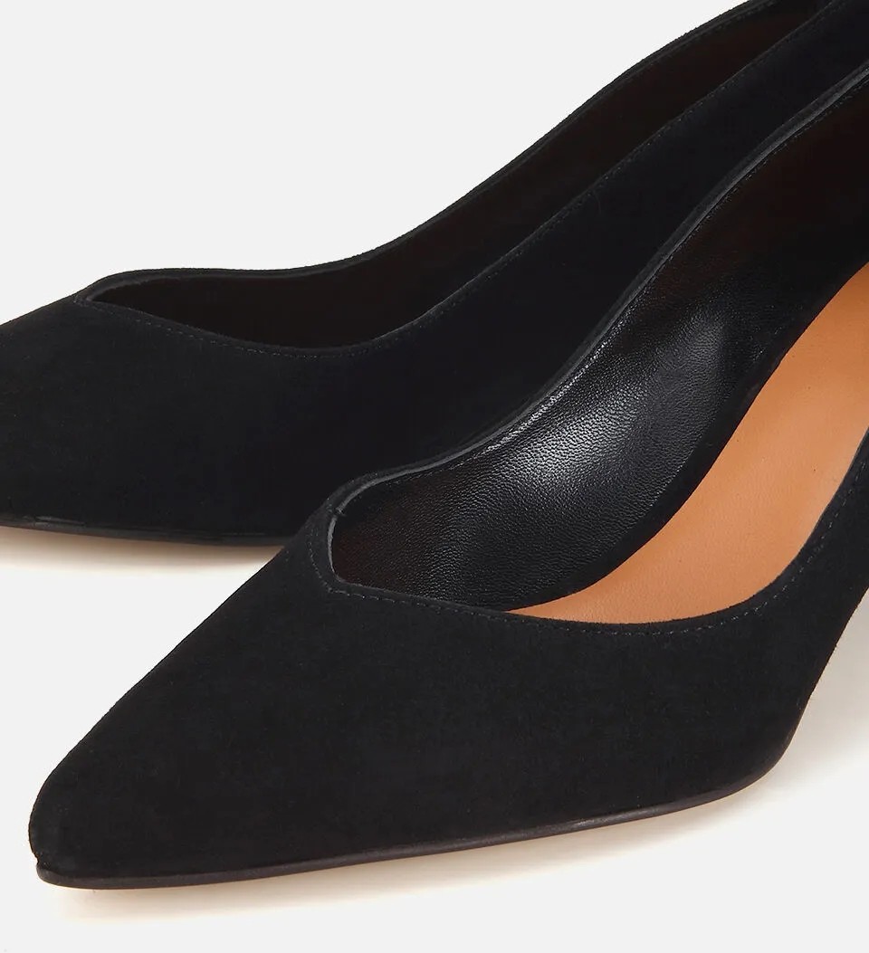 Hotiç Kadın Süet Deri Siyah Kısa Topuklu Stiletto görsel 3