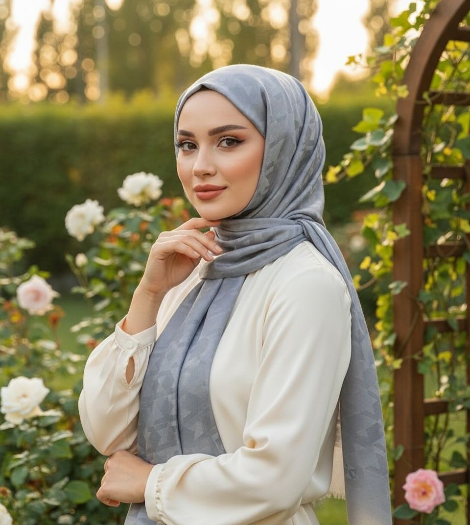 Revam Collection Kazayağı Deseni Ipeksi Jakar Şal