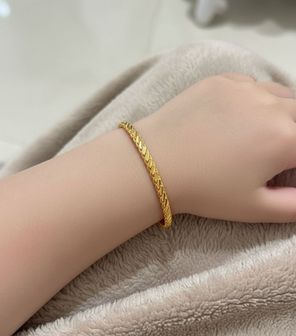 Kuyumcu Nurettin 9 gr (Gram) Çocuk Bilezik Adana Üçlü Burma Bilezik 22 Ayar Altın Yatırımlık Işçilikisiz