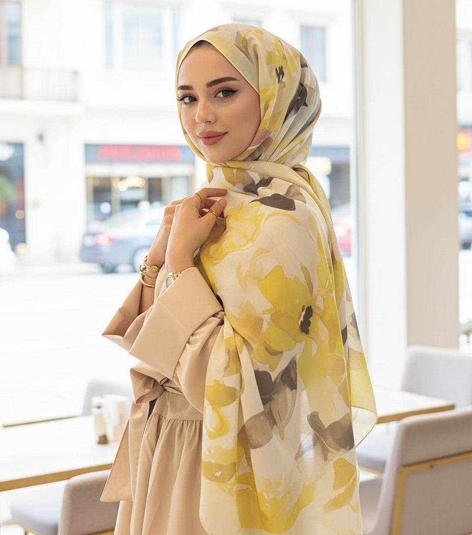 Revam Collection Retro Desenli Pamuk Şal Romantik Seri