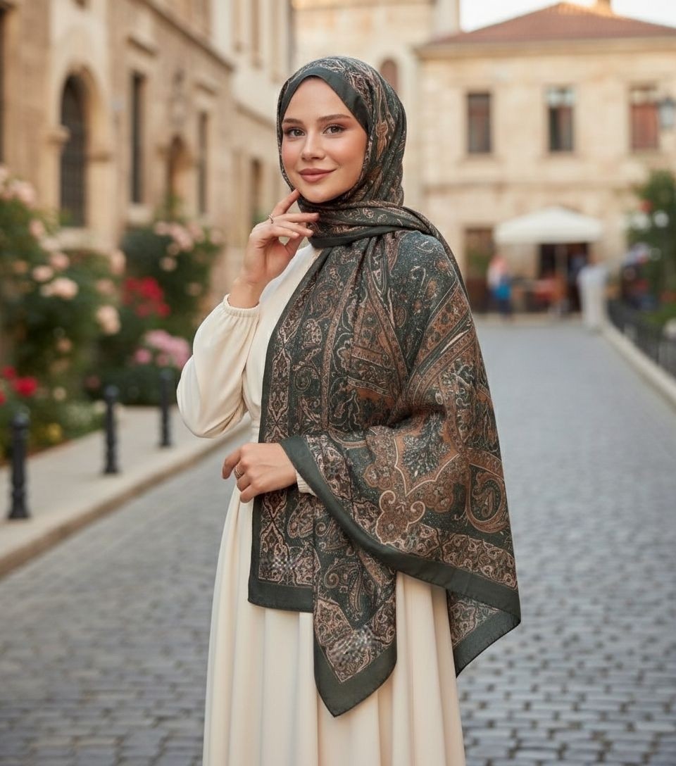 Revam Collection Etnik Retro Desenli Pamuk Şal Kadın