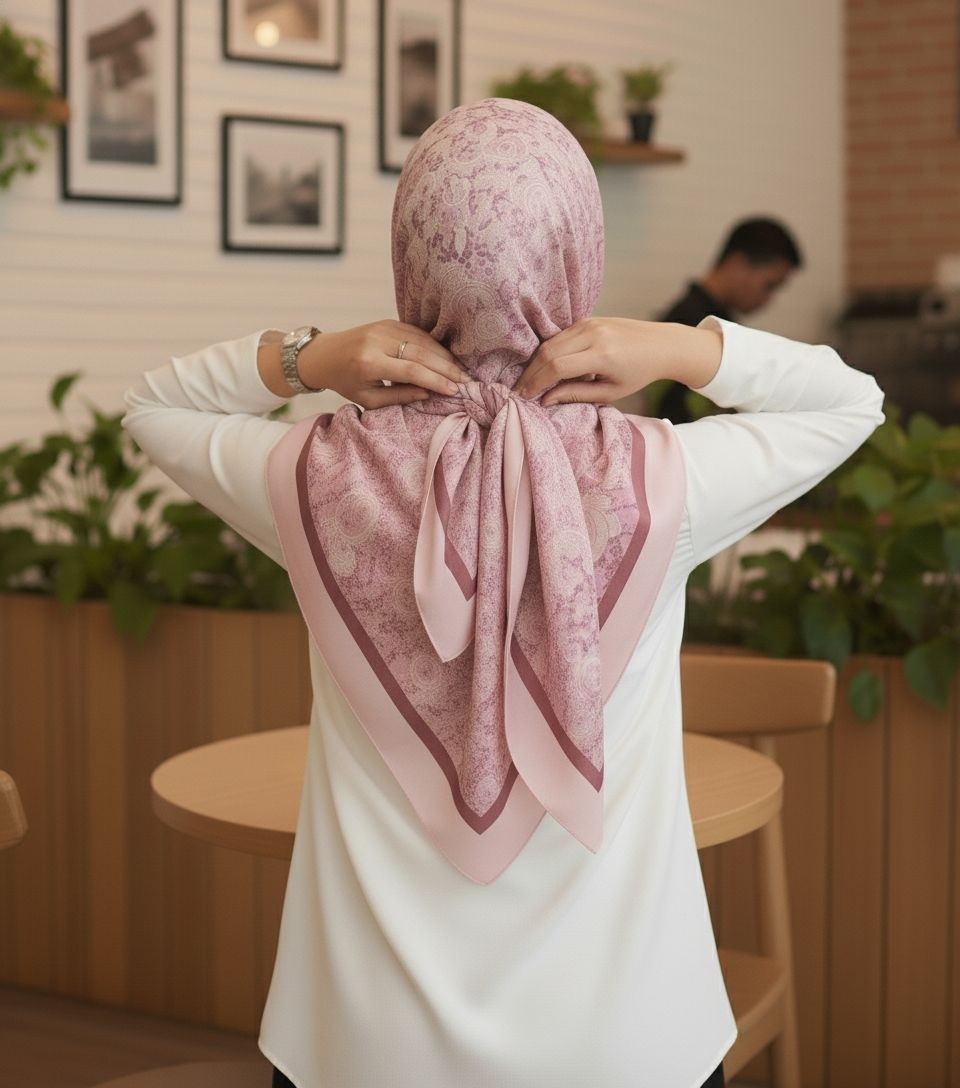 Revam Collection Retro Desenli Pamuk Şal Serisi Karma Pembe görsel 3