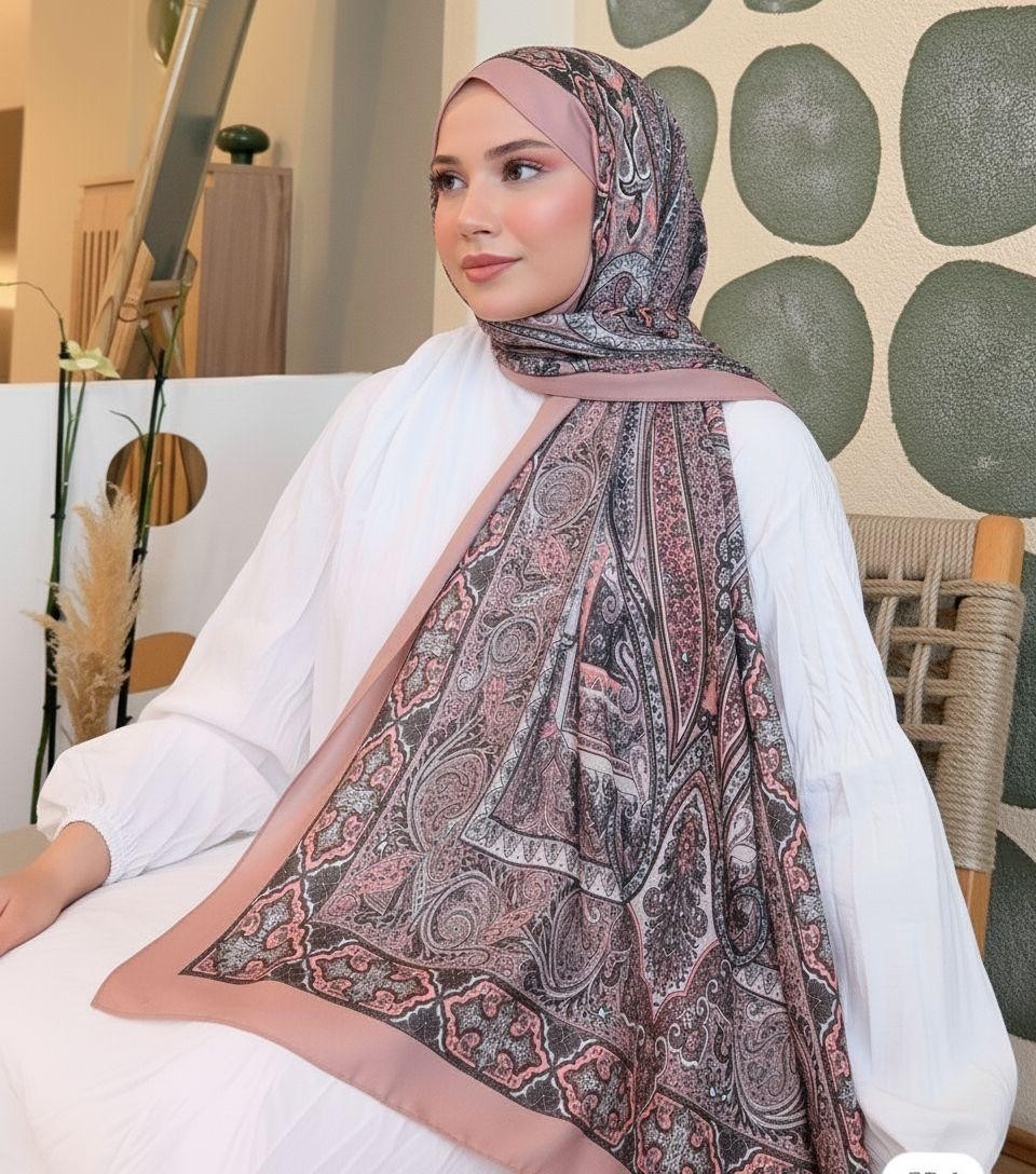 Revam Collection Retro Desen Pamuk Şal Sütlü Kahve