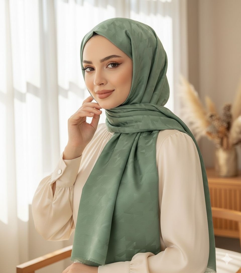 Revam Collection Jakarlı Kazayağı Desen Şal görsel 2