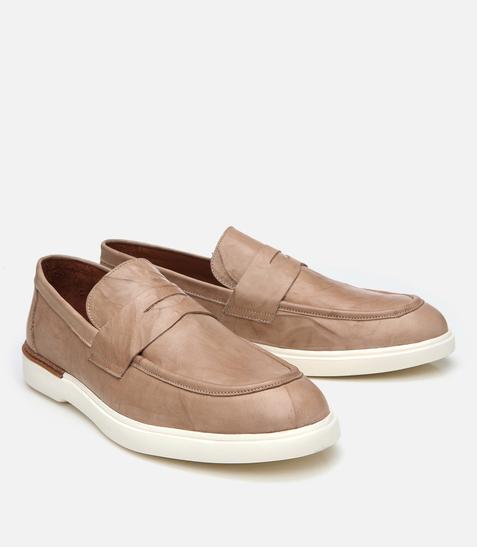 Hotiç Erkek Deri Bej Ultra Hafif Tabanlı Klasik Loafer görsel 2
