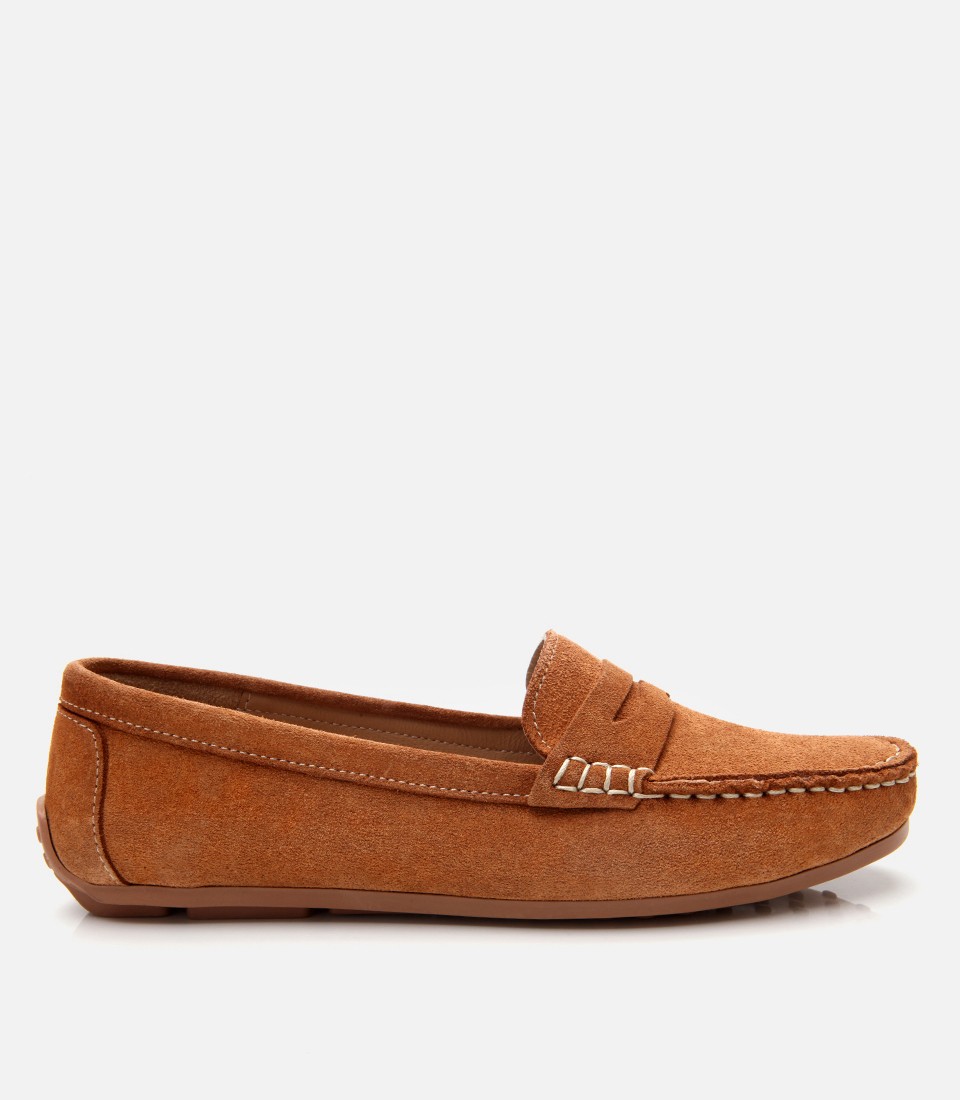 Hotiç Kadın Süet Deri Taba Günlük Loafer görsel 7
