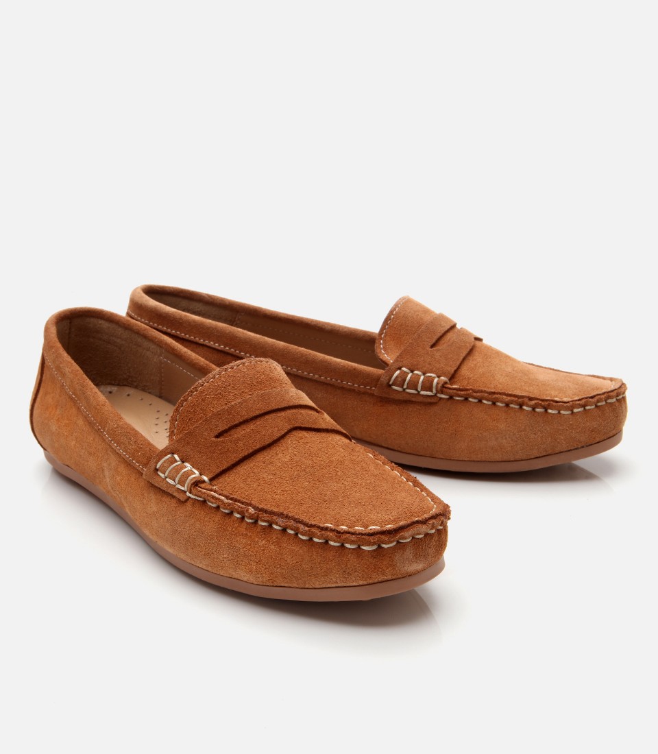 Hotiç Kadın Süet Deri Taba Günlük Loafer görsel 8