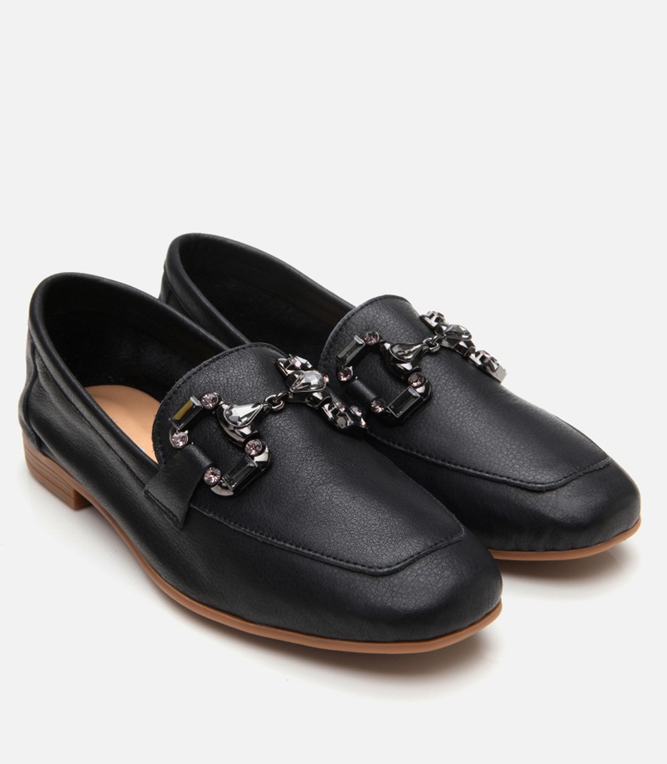 Hotiç Kadın Deri Siyah Tokalı Klasik Loafer görsel 2