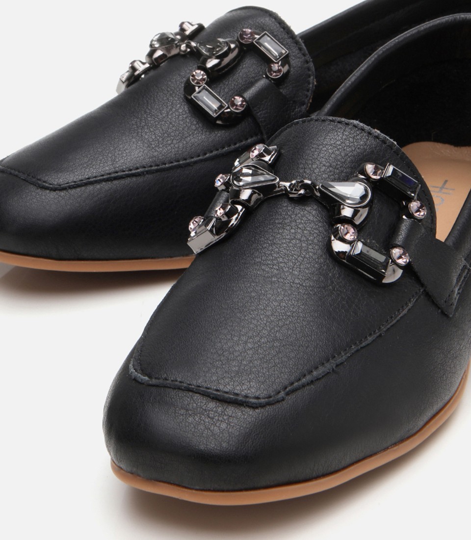 Hotiç Kadın Deri Siyah Tokalı Klasik Loafer görsel 3
