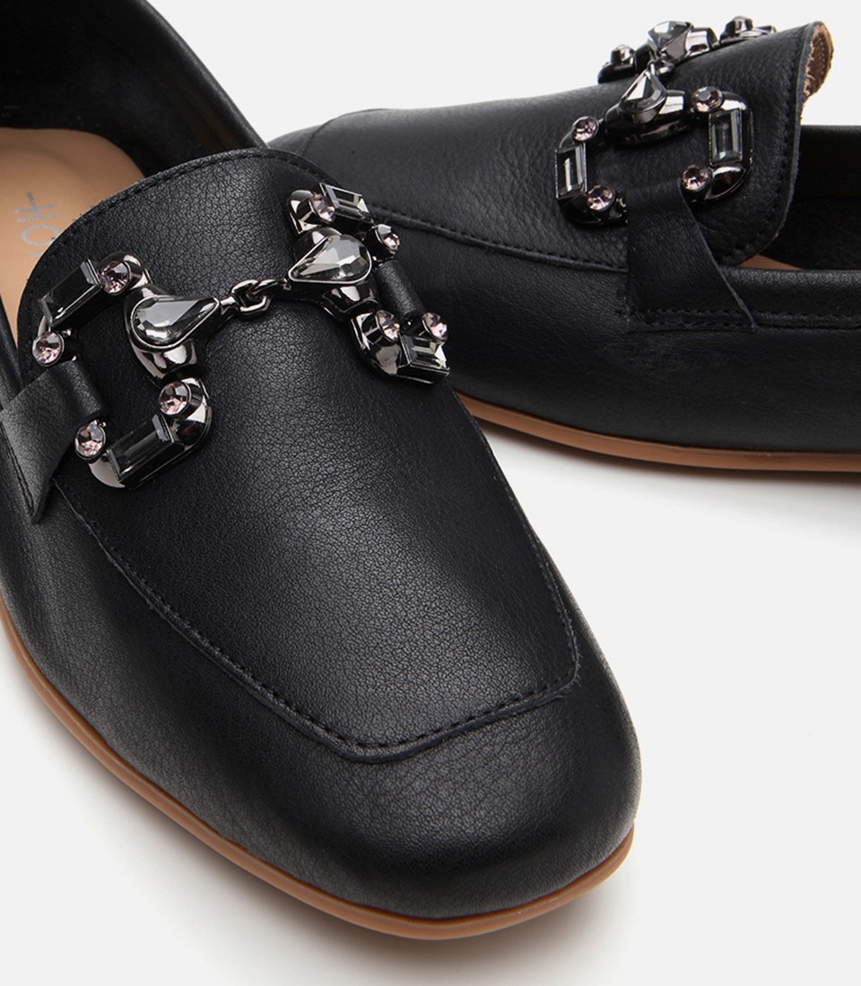 Hotiç Kadın Deri Siyah Tokalı Klasik Loafer görsel 4
