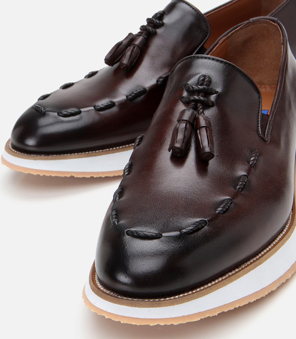 Master's Erkek Deri Kahverengi Püskül Detaylı Klasik Loafer görsel 3