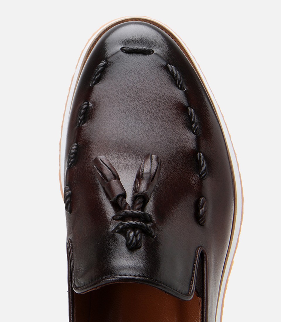 Master's Erkek Deri Kahverengi Püskül Detaylı Klasik Loafer görsel 4