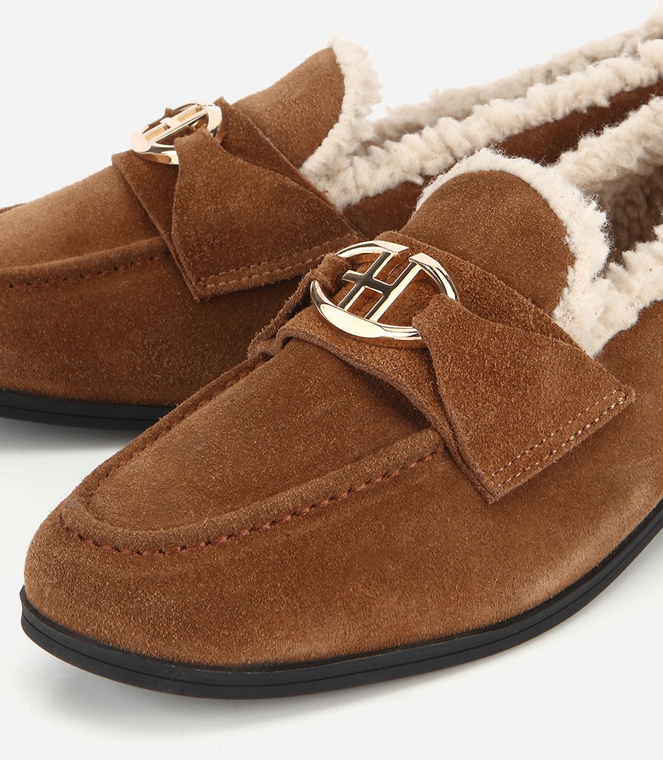 Hotiç Kadın Süet Deri Kahverengi İçi Kürklü Klasik Loafer görsel 3