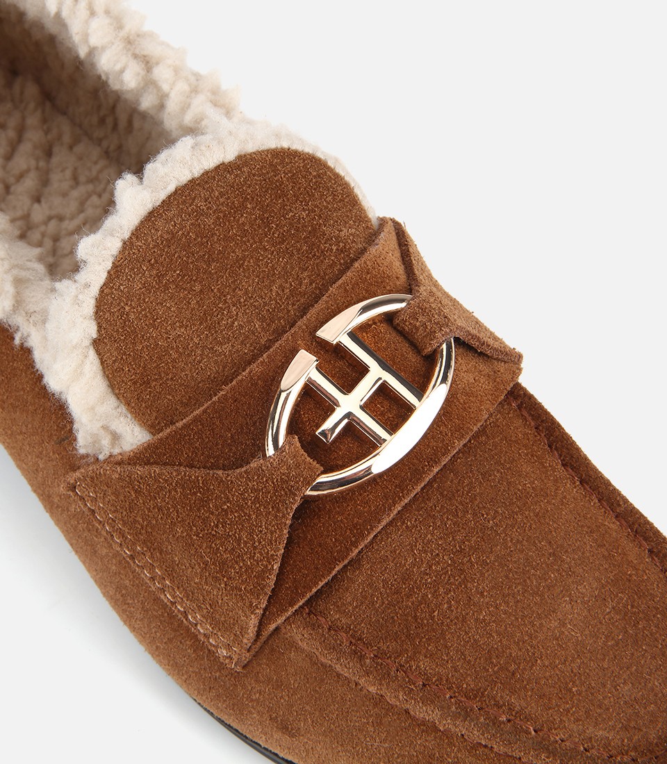 Hotiç Kadın Süet Deri Kahverengi İçi Kürklü Klasik Loafer görsel 6