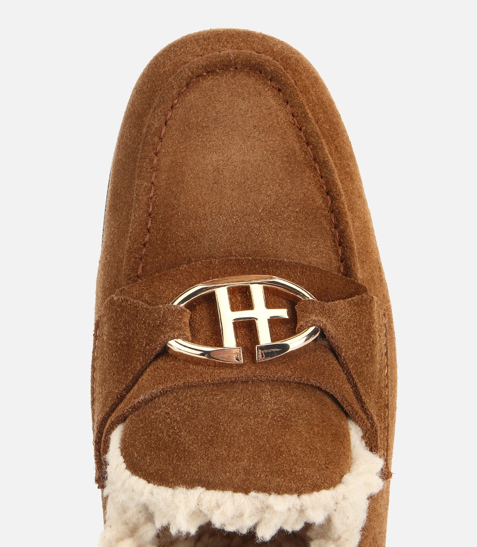 Hotiç Kadın Süet Deri Kahverengi İçi Kürklü Klasik Loafer görsel 7