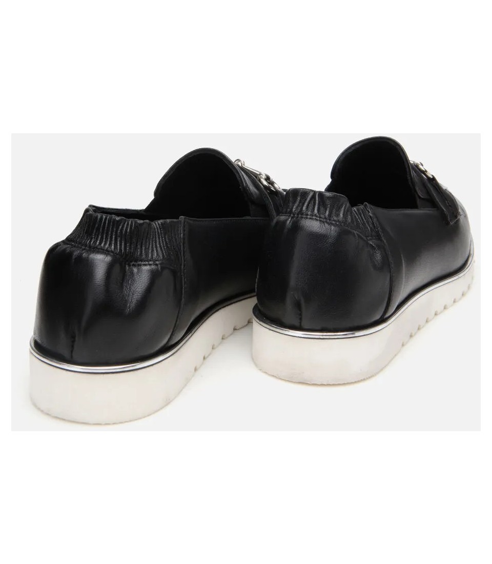 Hotiç Kadın Deri Siyah Lastik Detaylı Tokalı Günlük Loafer görsel 6