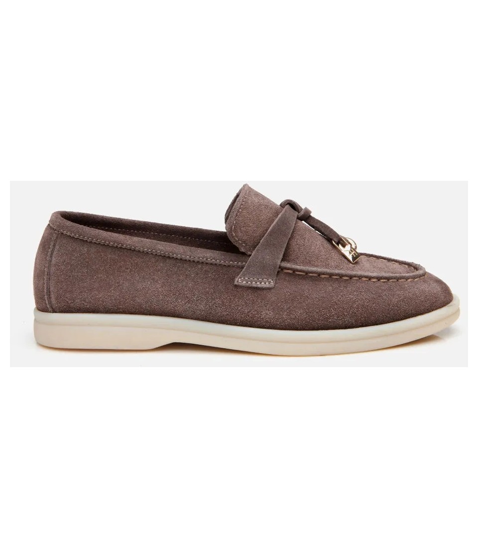 Hotiç Kadın Süet Deri Vizon Klasik Loafer