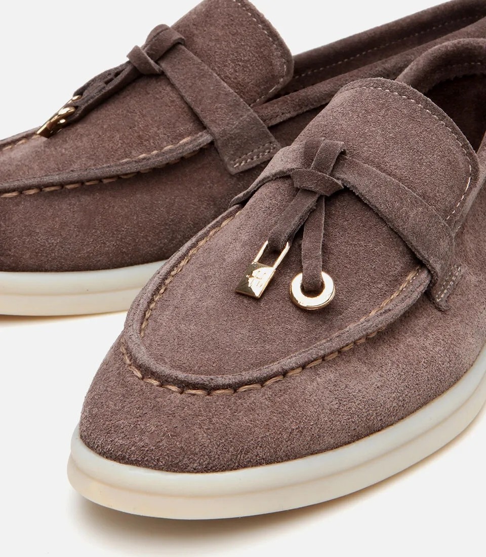 Hotiç Kadın Süet Deri Vizon Klasik Loafer görsel 3