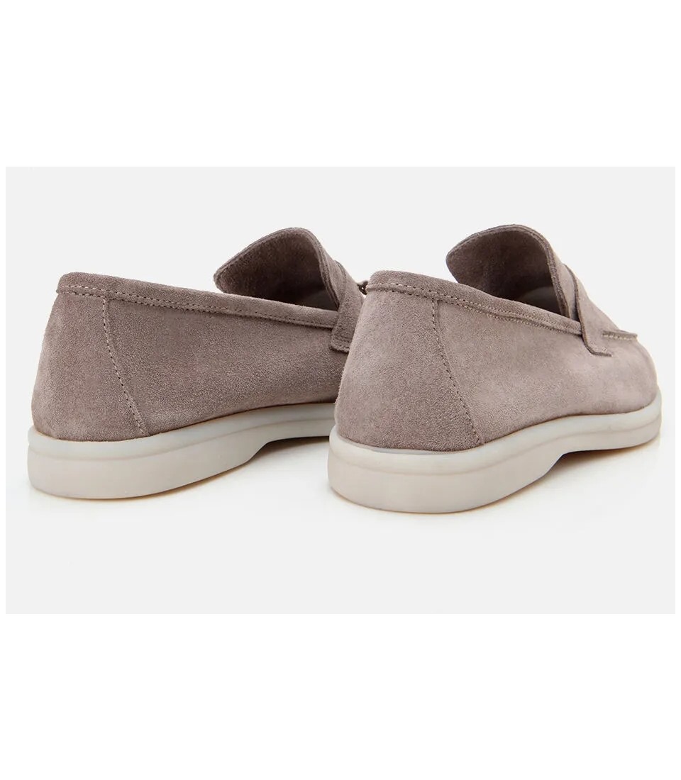 Hotiç Kadın Süet Deri Vizon Klasik Loafer görsel 7