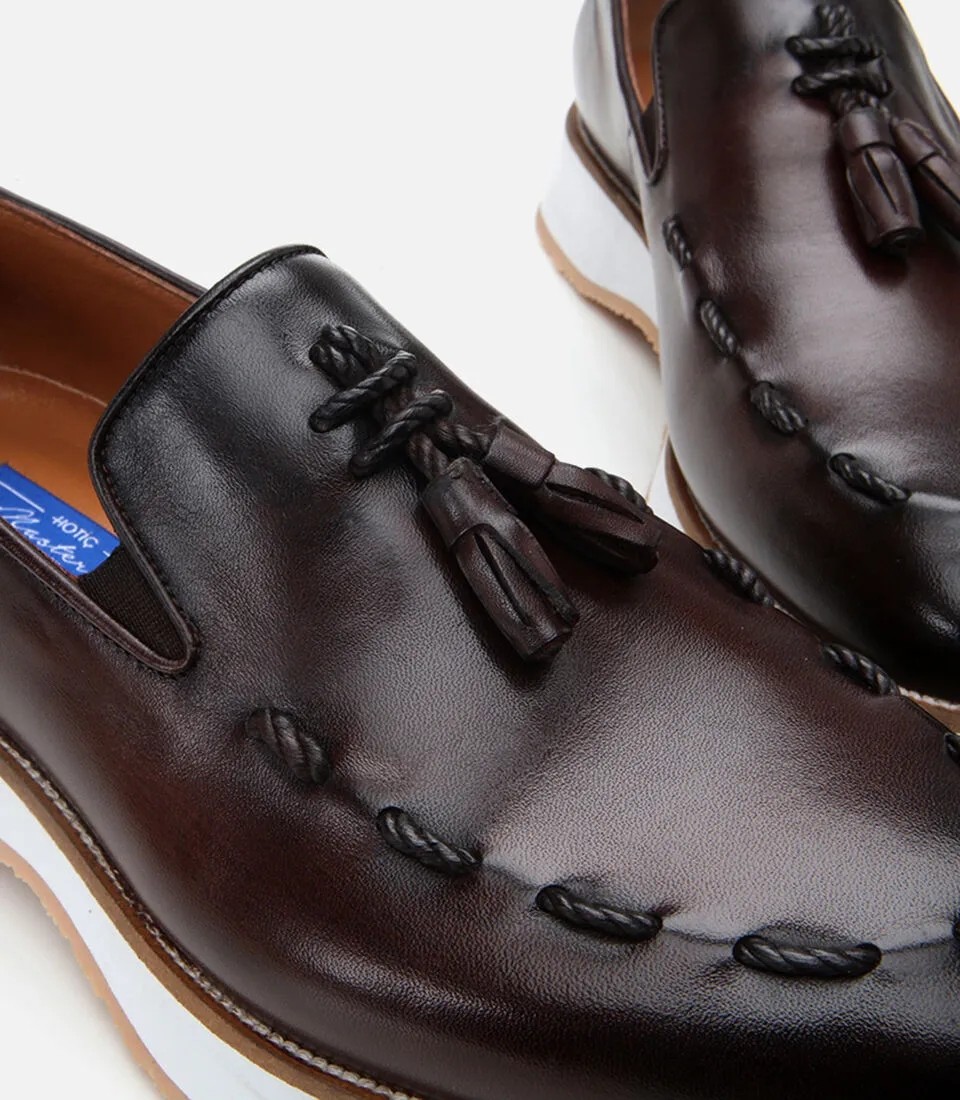 Master's Erkek Deri Kahverengi Püskül Detaylı Klasik Loafer görsel 5