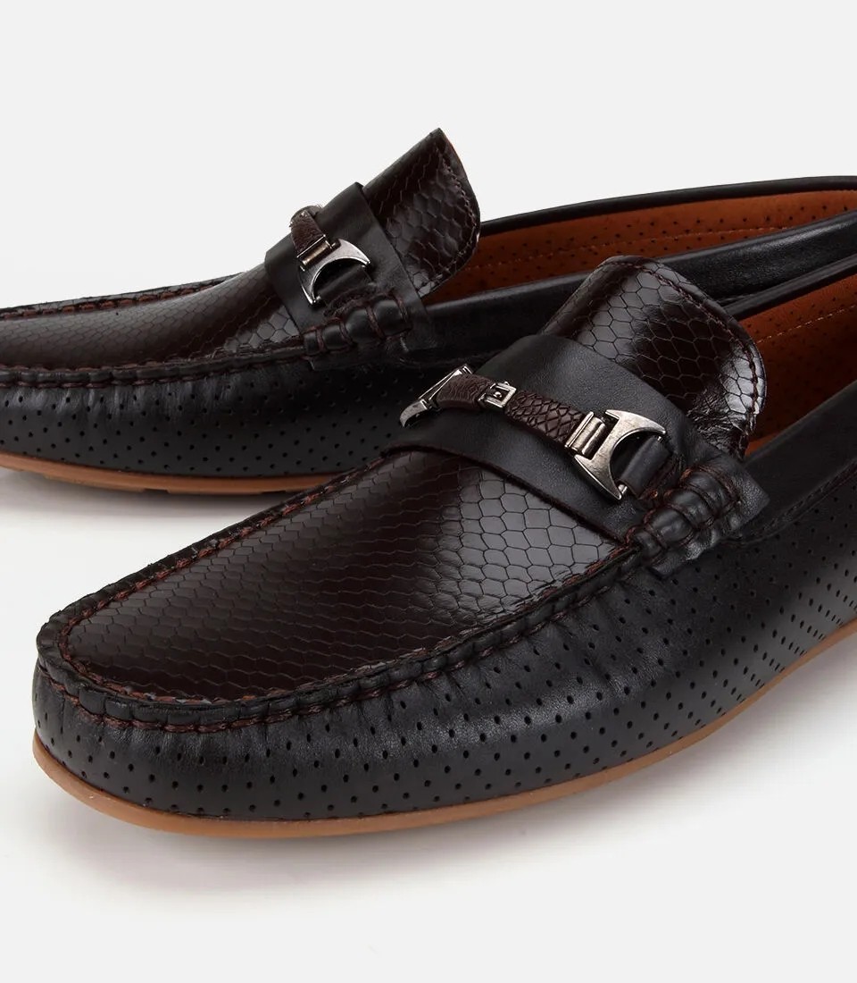 Hotiç Erkek Deri Kahverengi Tokalı Günlük Loafer görsel 3